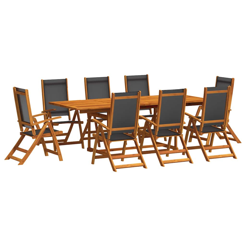 Set Pranzo da Giardino 9pz Legno Massello di Acacia e Textilene | homemem39