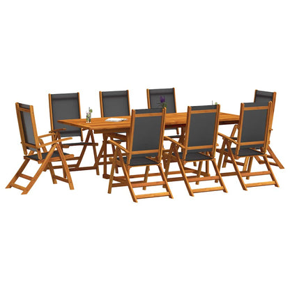 Set Pranzo da Giardino 9pz Legno Massello di Acacia e Textilene | homemem39