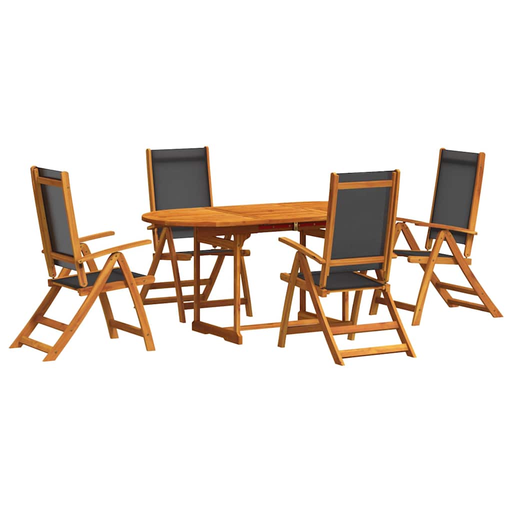 Set Pranzo da Giardino 5pz Legno Massello di Acacia e Textilene | homemem39