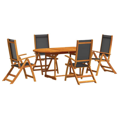 Set Pranzo da Giardino 5pz Legno Massello di Acacia e Textilene | homemem39