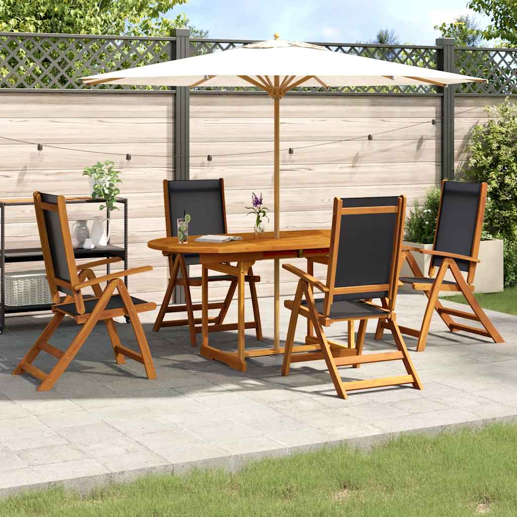 Set Pranzo da Giardino 5pz Legno Massello di Acacia e Textilene | homemem39