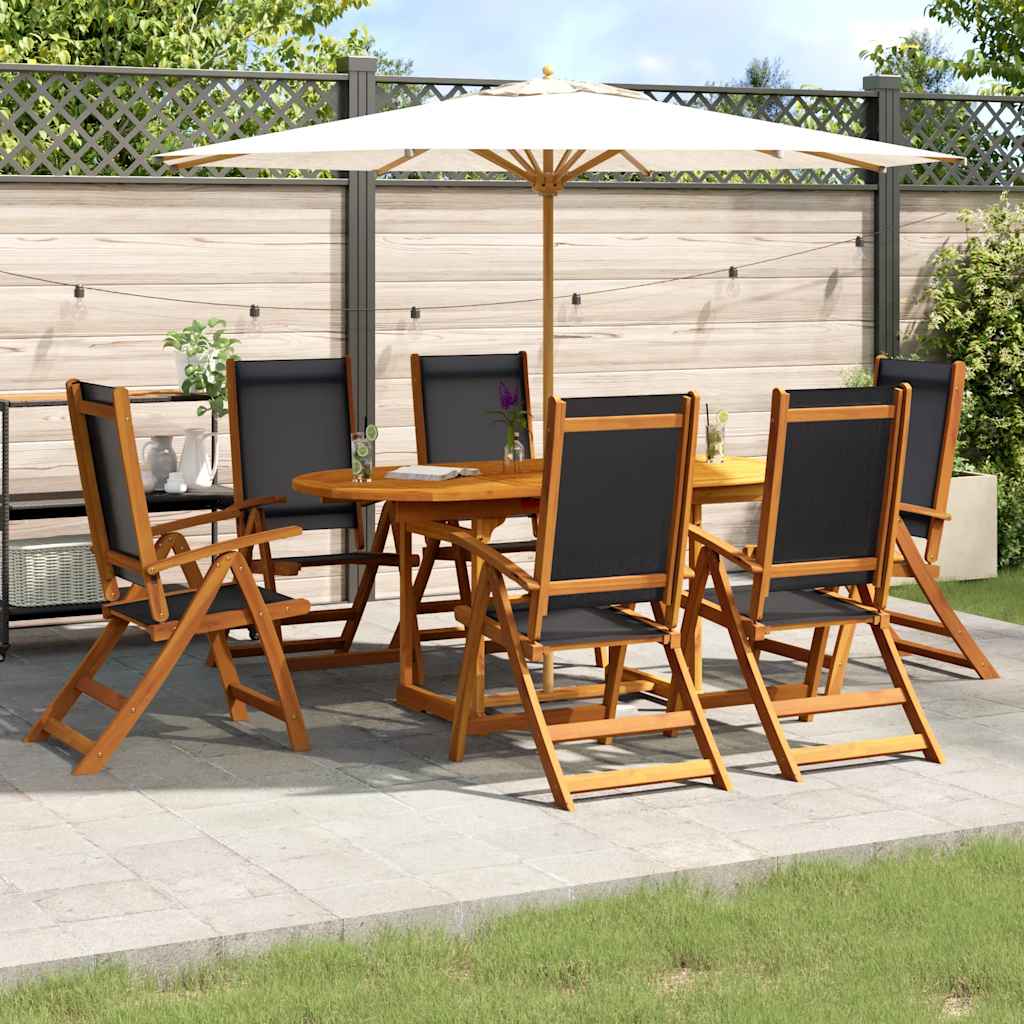 Set Pranzo da Giardino 7pz Legno Massello di Acacia e Textilene | homemem39