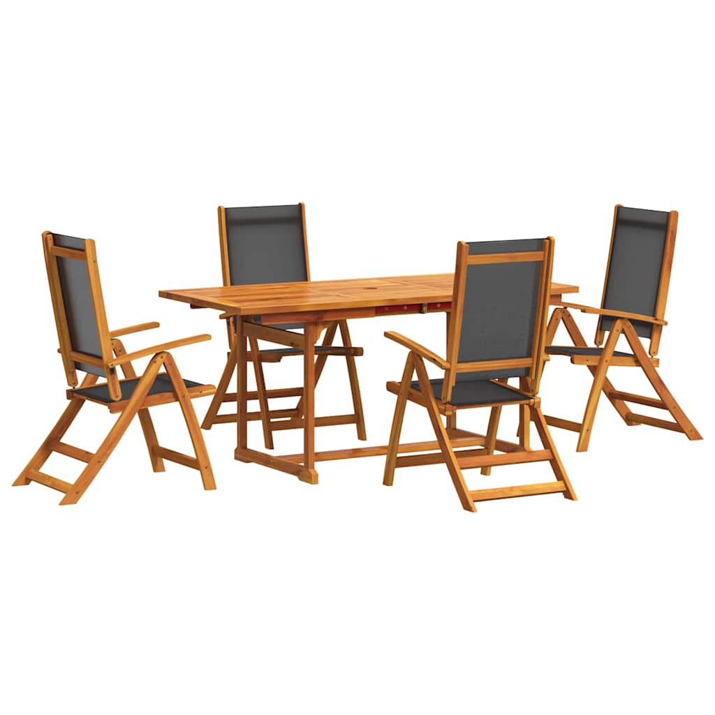 Set Pranzo da Giardino 5pz Legno Massello di Acacia e Textilene | homemem39