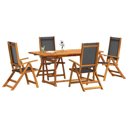 Set Pranzo da Giardino 5pz Legno Massello di Acacia e Textilene | homemem39