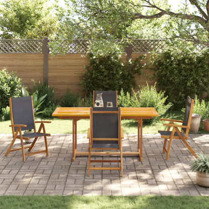 Set Pranzo da Giardino 5pz Legno Massello di Acacia e Textilene - homemem39