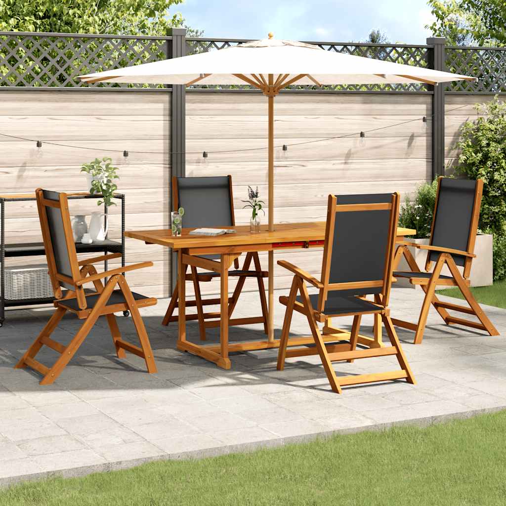 Set Pranzo da Giardino 5pz Legno Massello di Acacia e Textilene | homemem39