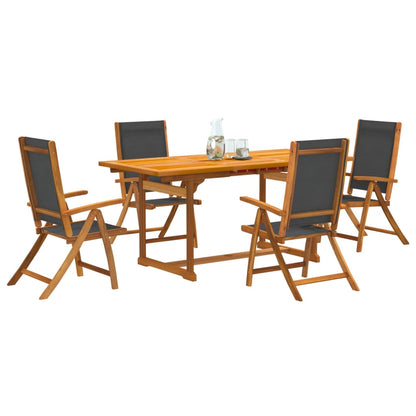 Set Pranzo da Giardino 5pz Legno Massello di Acacia e Textilene - homemem39