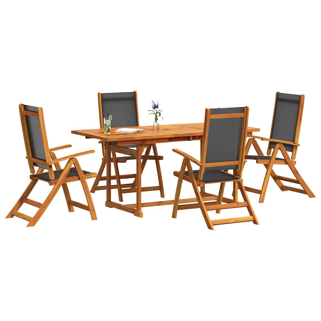Set Pranzo da Giardino 7pz Legno Massello di Acacia e Textilene