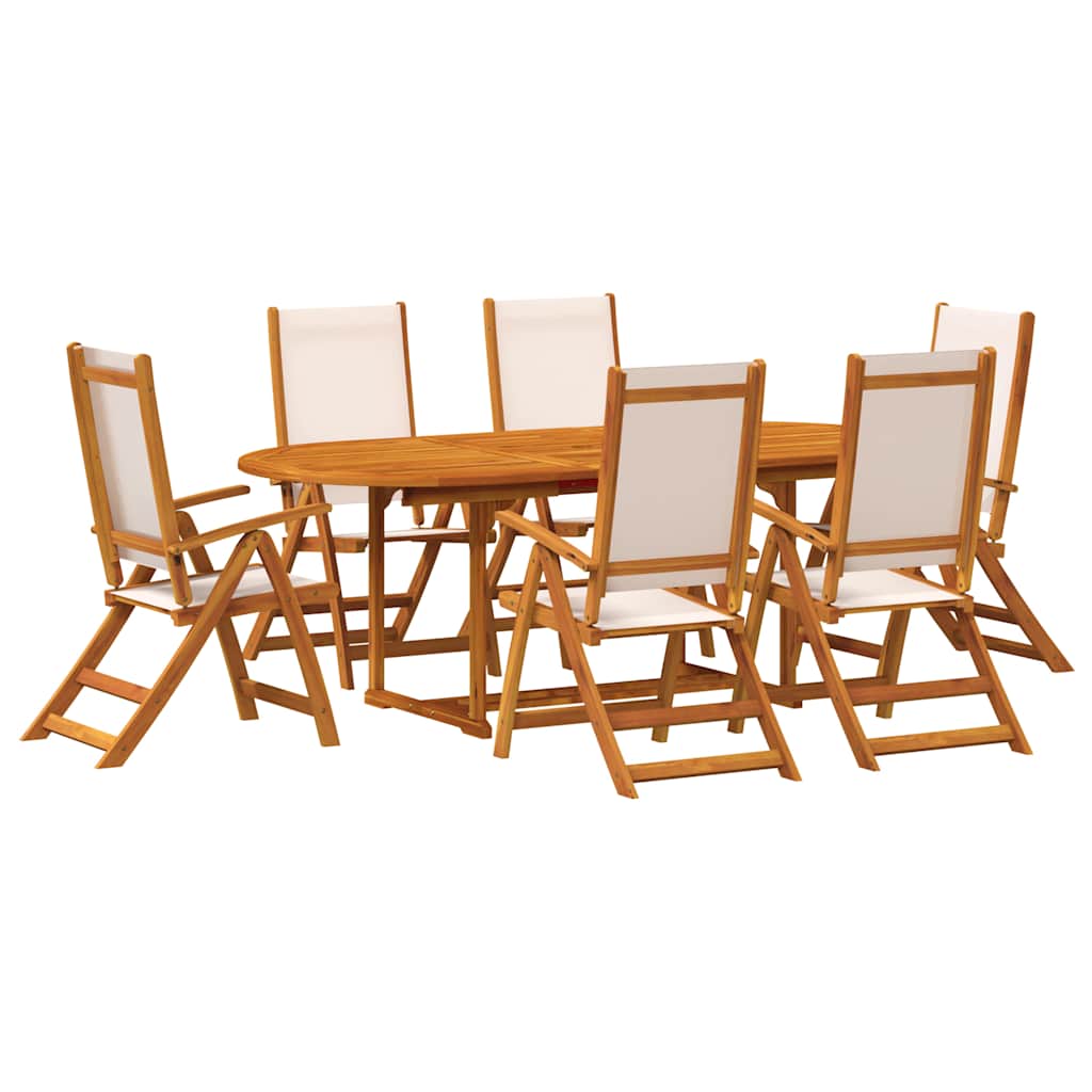 Set Pranzo da Giardino 7pz Legno Massello di Acacia e Textilene