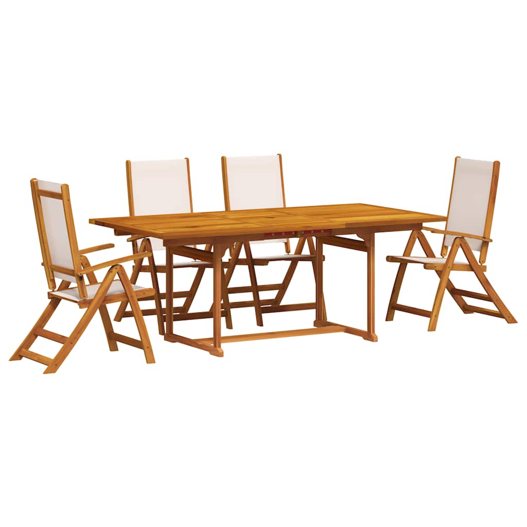Set Pranzo da Giardino 5pz Legno Massello di Acacia e Textilene | homemem39
