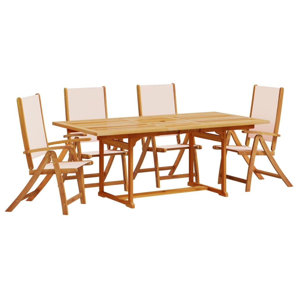 Set Pranzo da Giardino 5pz Legno Massello di Acacia e Textilene - homemem39