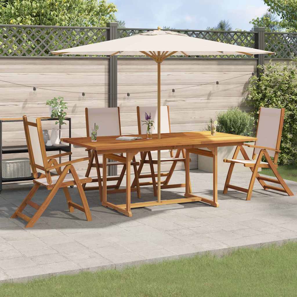 Set Pranzo da Giardino 5pz Legno Massello di Acacia e Textilene | homemem39