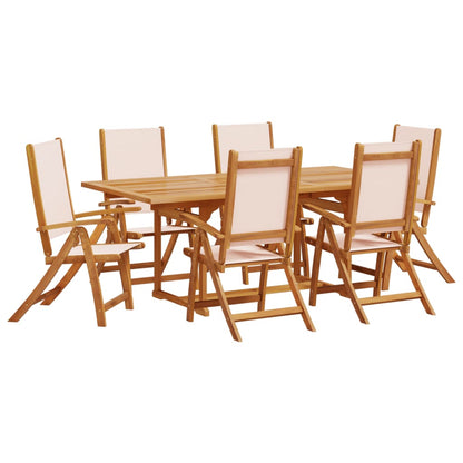 Set Pranzo da Giardino 7pz Legno Massello di Acacia e Textilene - homemem39