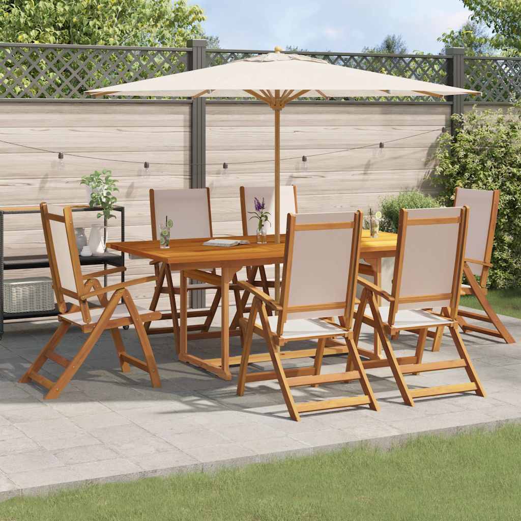 Set Pranzo da Giardino 7pz Legno Massello di Acacia e Textilene | homemem39