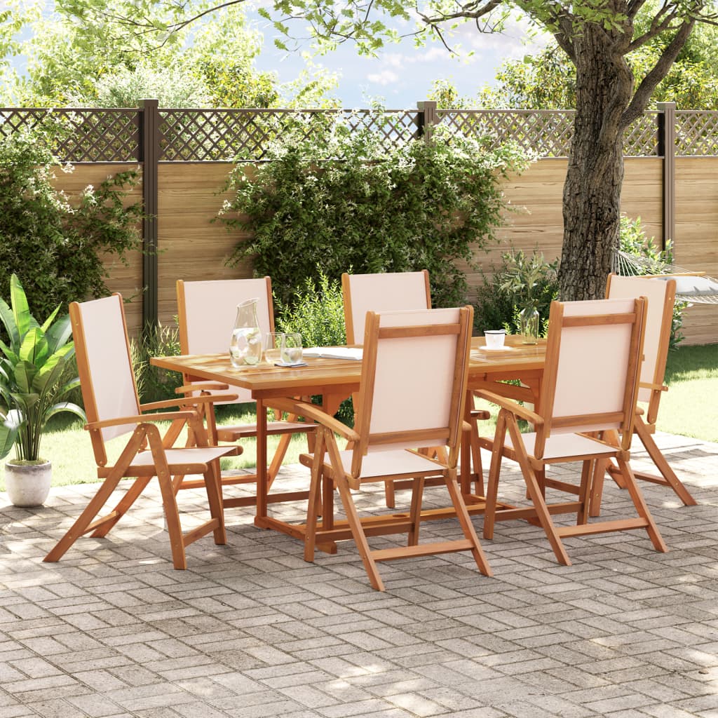 Set Pranzo da Giardino 7pz Legno Massello di Acacia e Textilene - homemem39