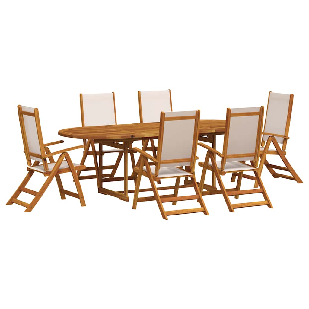 Set Pranzo da Giardino 7pz Legno Massello di Acacia e Textilene | homemem39