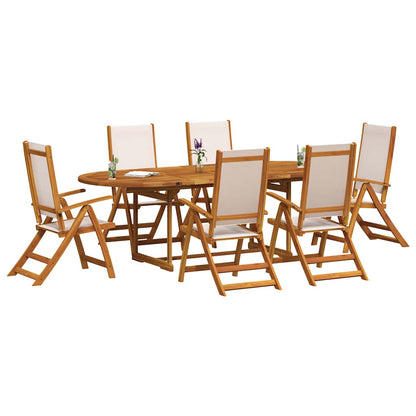 Set Pranzo da Giardino 7pz Legno Massello di Acacia e Textilene | homemem39