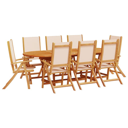 Set Pranzo da Giardino 9pz Legno Massello di Acacia e Textilene