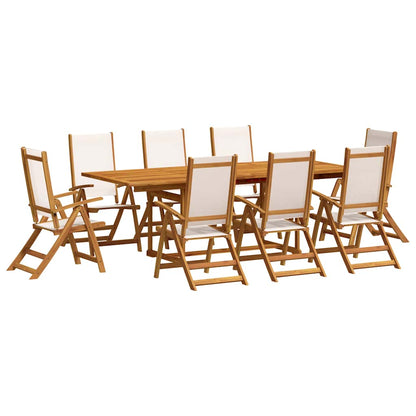 Set Pranzo da Giardino 9pz Legno Massello di Acacia e Textilene | homemem39