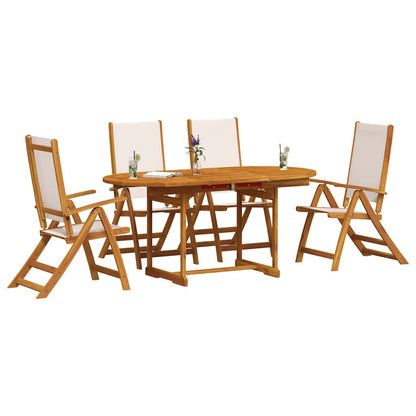 Set Pranzo da Giardino 5pz Legno Massello di Acacia e Textilene | homemem39