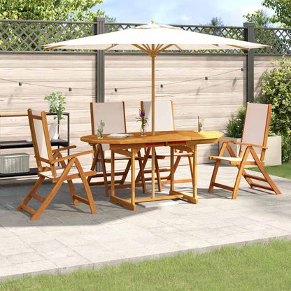 Set Pranzo da Giardino 5pz Legno Massello di Acacia e Textilene | homemem39