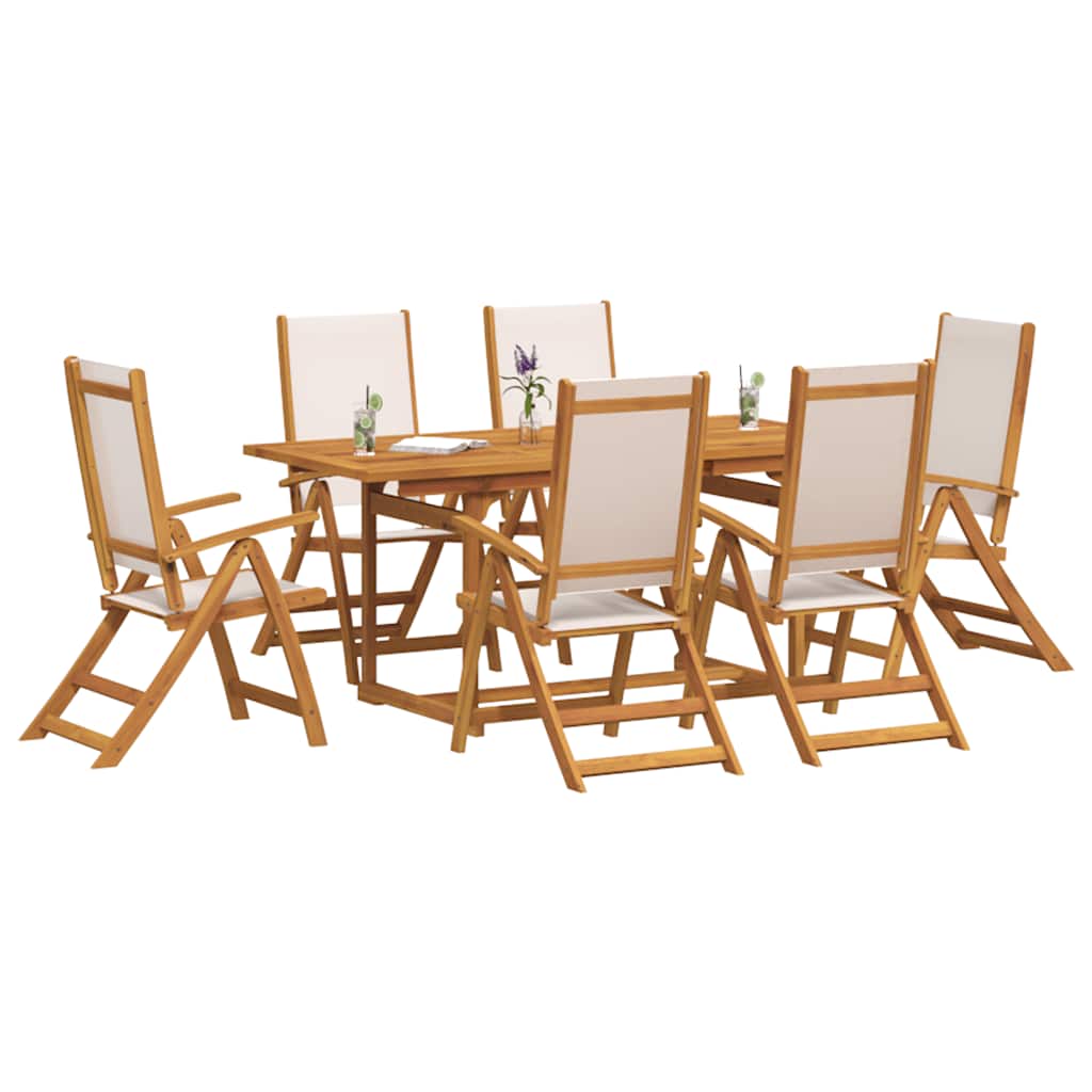 Set Pranzo da Giardino 7pz Legno Massello di Acacia e Textilene | homemem39