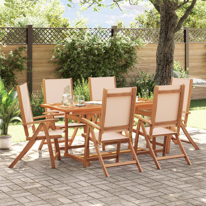 Set Pranzo da Giardino 7pz Legno Massello di Acacia e Textilene - homemem39
