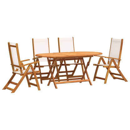 Set Pranzo da Giardino 5pz Legno Massello di Acacia e Textilene | homemem39