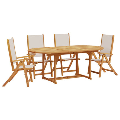 Set Pranzo da Giardino 5pz Legno Massello di Acacia e Textilene - homemem39