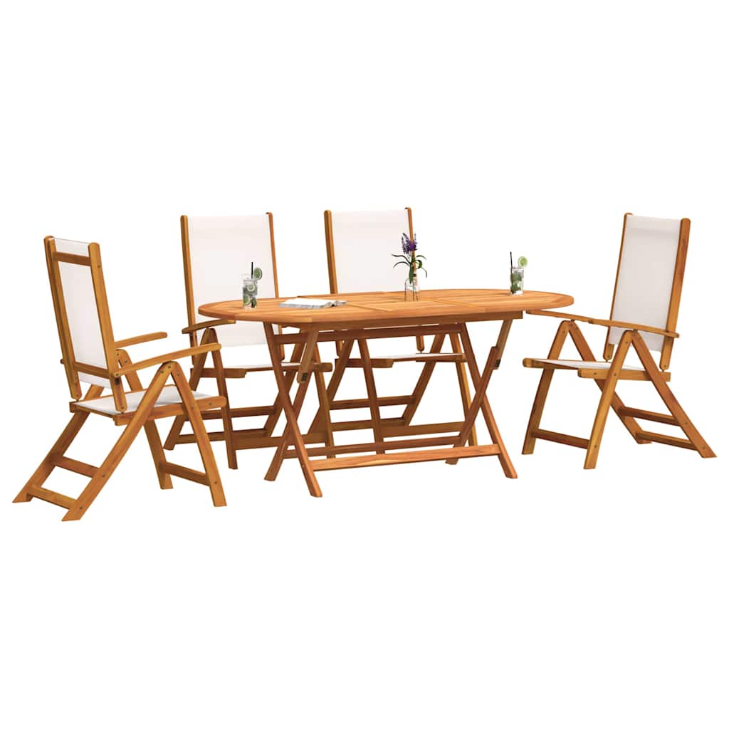 Set Pranzo da Giardino 5pz Legno Massello di Acacia e Textilene | homemem39