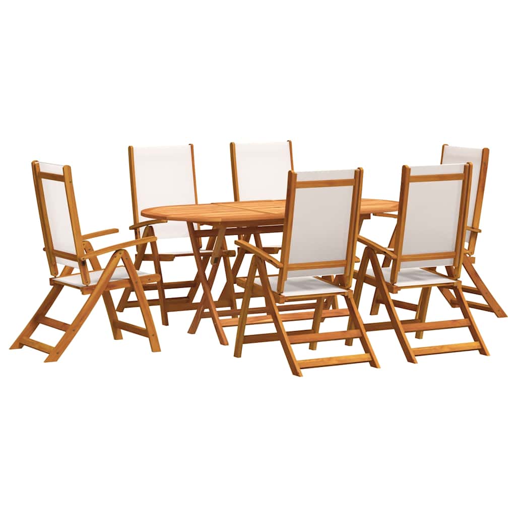Set Pranzo da Giardino 7pz Legno Massello di Acacia e Textilene | homemem39