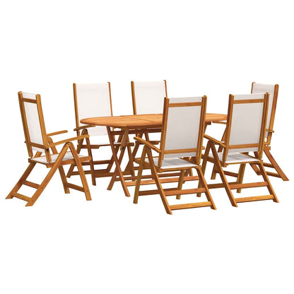 Set Pranzo da Giardino 7pz Legno Massello di Acacia e Textilene | homemem39