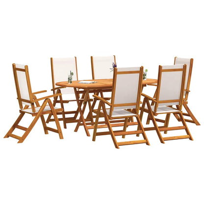 Set Pranzo da Giardino 7pz Legno Massello di Acacia e Textilene | homemem39