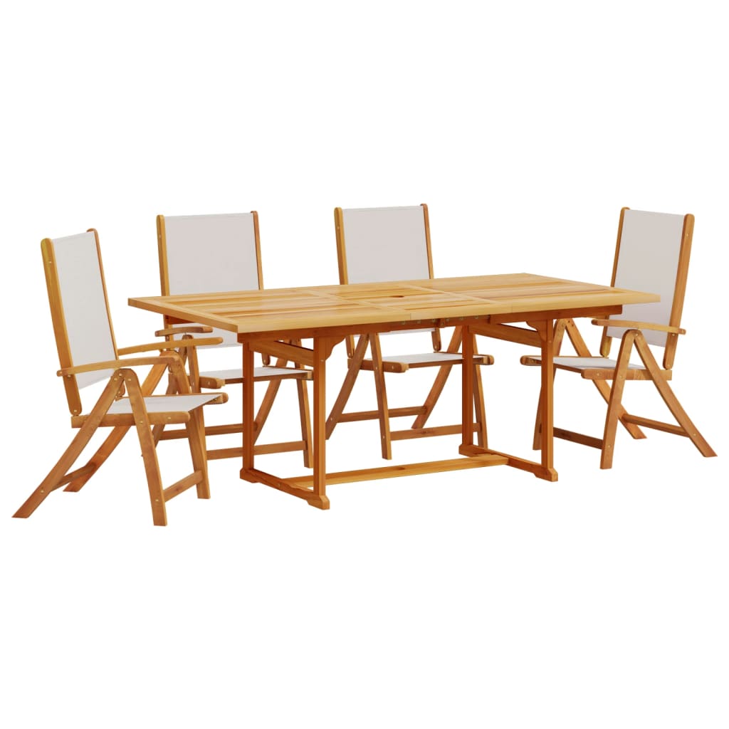 Set Pranzo da Giardino 5pz Legno Massello di Acacia e Textilene - homemem39
