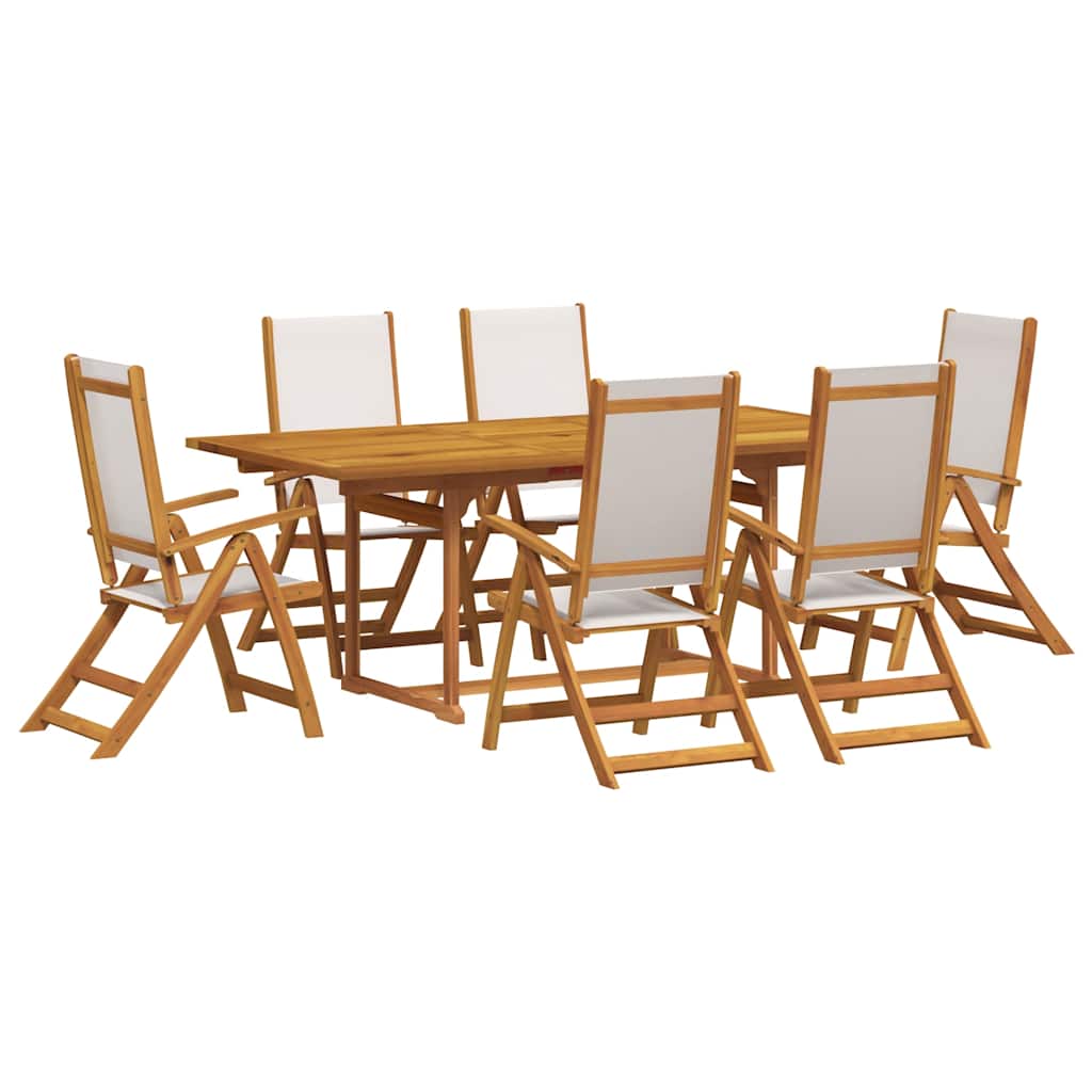 Set Pranzo da Giardino 7pz Legno Massello di Acacia e Textilene