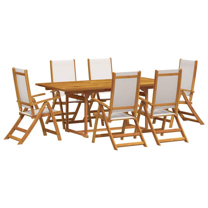 Set Pranzo da Giardino 7pz Legno Massello di Acacia e Textilene