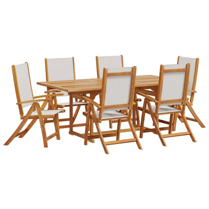 Set Pranzo da Giardino 7pz Legno Massello di Acacia e Textilene - homemem39
