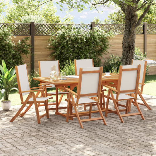 Set Pranzo da Giardino 7pz Legno Massello di Acacia e Textilene - homemem39