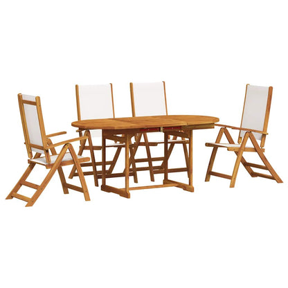 Set Pranzo da Giardino 5pz Legno Massello di Acacia e Textilene