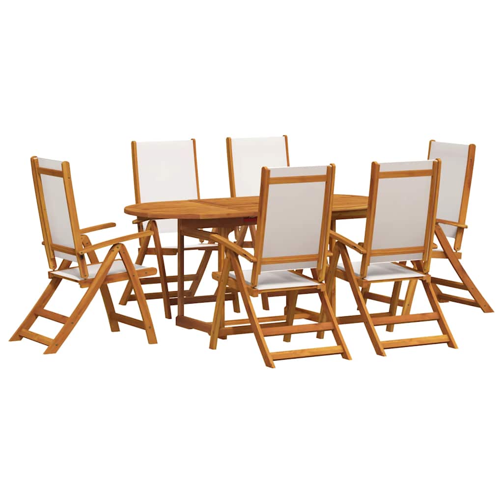 Set Pranzo da Giardino 7pz Legno Massello di Acacia e Textilene | homemem39