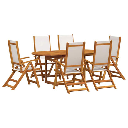 Set Pranzo da Giardino 7pz Legno Massello di Acacia e Textilene