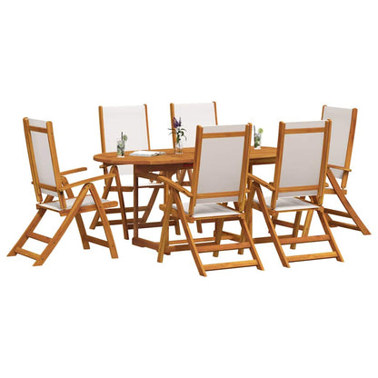 Set Pranzo da Giardino 7pz Legno Massello di Acacia e Textilene | homemem39
