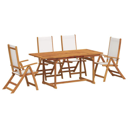 Set Pranzo da Giardino 5pz Legno Massello di Acacia e Textilene | homemem39