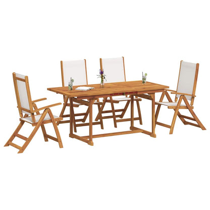 Set Pranzo da Giardino 5pz Legno Massello di Acacia e Textilene