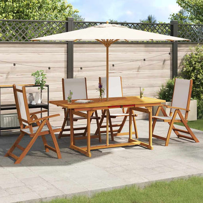 Set Pranzo da Giardino 5pz Legno Massello di Acacia e Textilene | homemem39