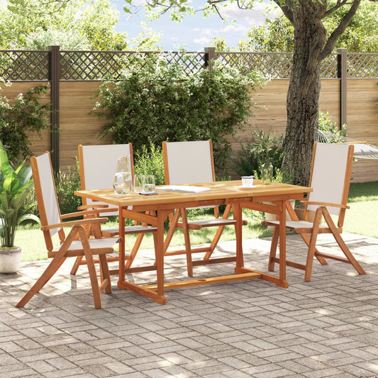 Set Pranzo da Giardino 5pz Legno Massello di Acacia e Textilene - homemem39