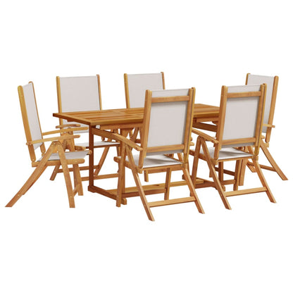 Set Pranzo da Giardino 7pz Legno Massello di Acacia e Textilene - homemem39
