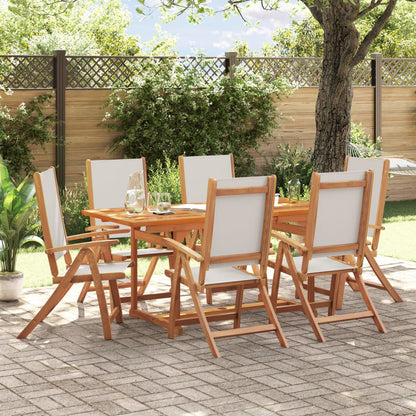 Set Pranzo da Giardino 7pz Legno Massello di Acacia e Textilene - homemem39
