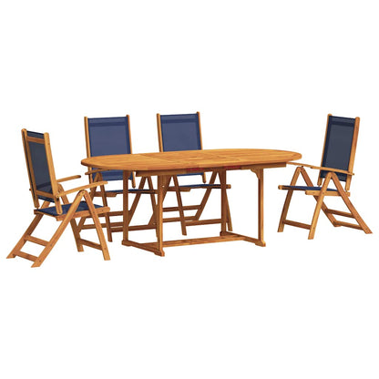 Set Pranzo da Giardino 5pz Legno Massello di Acacia e Textilene