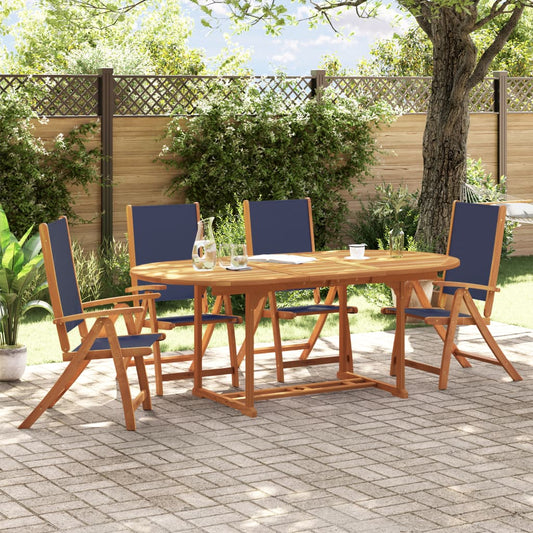 Set Pranzo da Giardino 5pz Legno Massello di Acacia e Textilene - homemem39